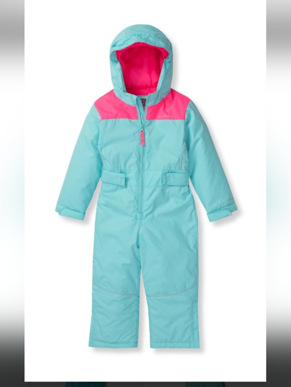 Eddie Bauer Teal and Hot Pink Kids Hooded Ski / Snow Suit